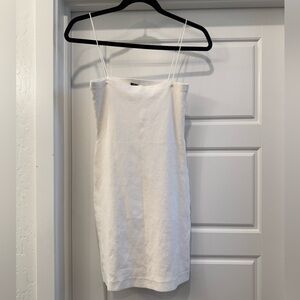 Zara white Ribbed fitted Dress with Thin Straps